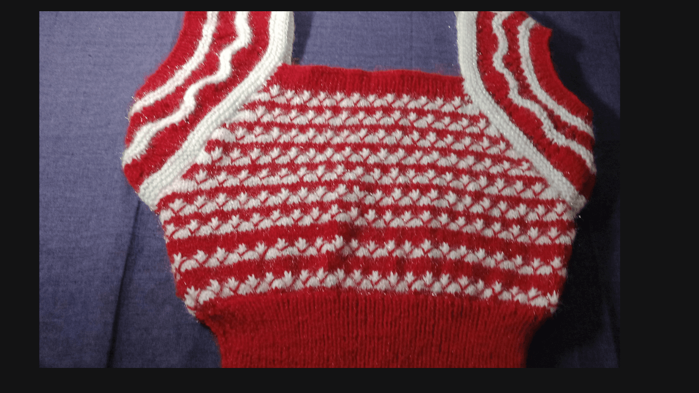 hand knitting sleeveless woolen blouse design