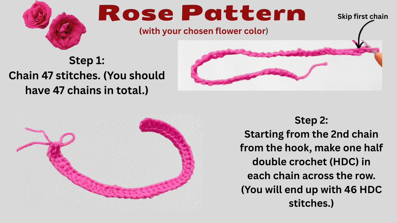 Crochet Rose Pattern – Ek Khoobsurat Phool Banana Ab Asaan Hai (Free Pattern ke Saath) 1 Skip first chain 1