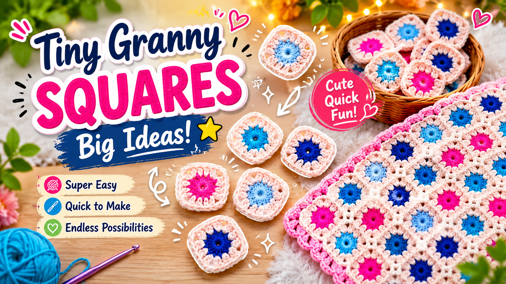 Small Granny Square Crochet Pattern For Blankets, Bags |.
