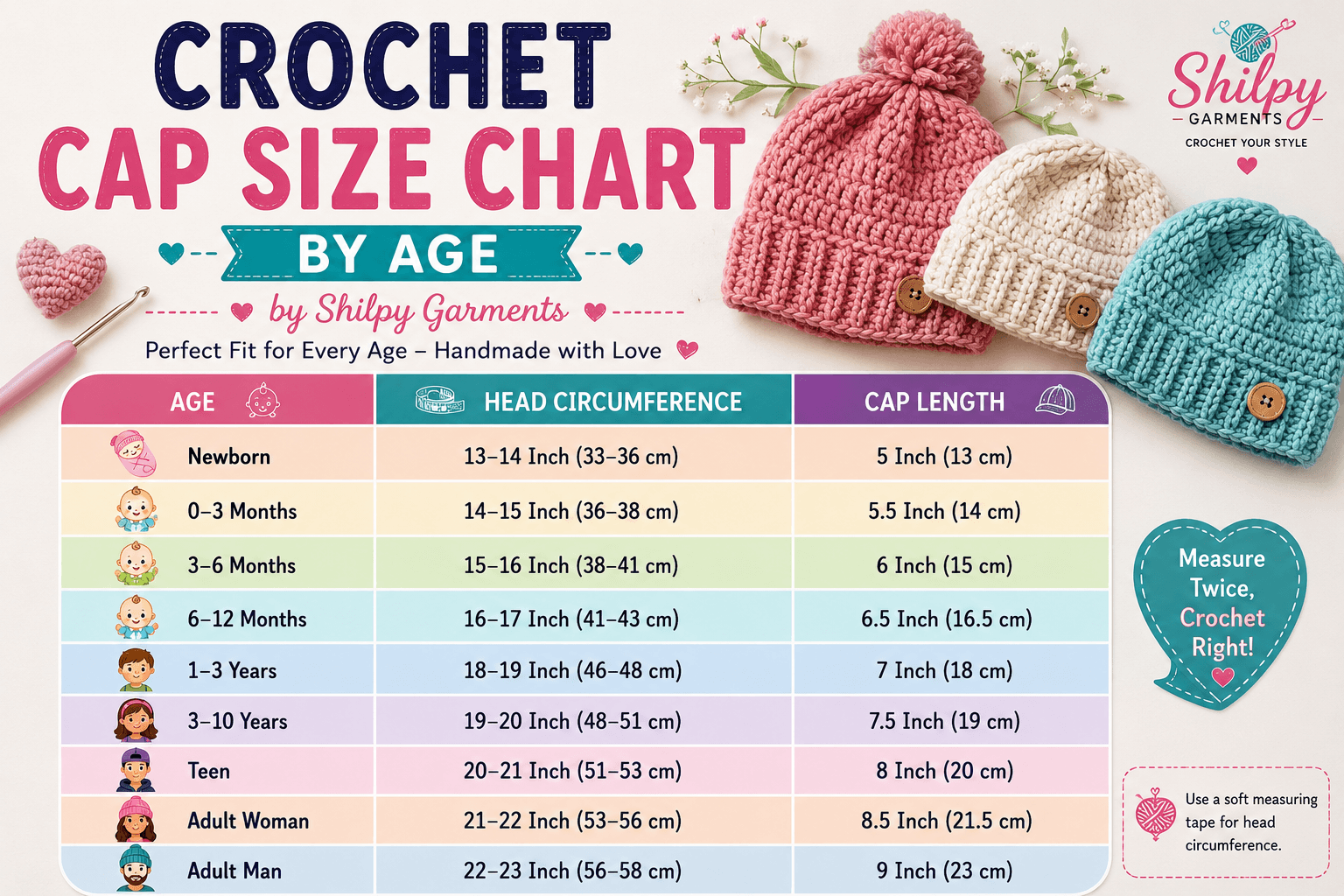 Ultimate Crochet Cap Size Chart by Age тАУ Perfect Fit